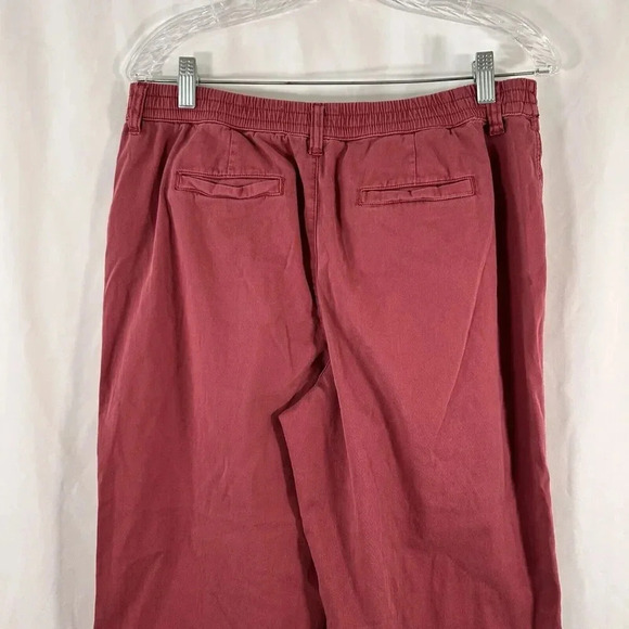 Coldwater Creek Pants Women's 10 Solid Red Button Zip High Rise Cotton Blend - Picture 7 of 8